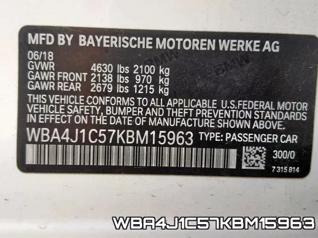 WBA4J1C57KBM15963 фото 2