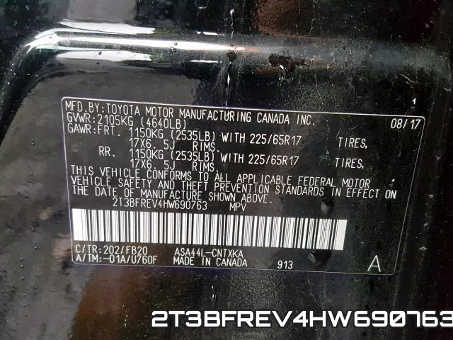 2T3BFREV4HW690763 фото 2