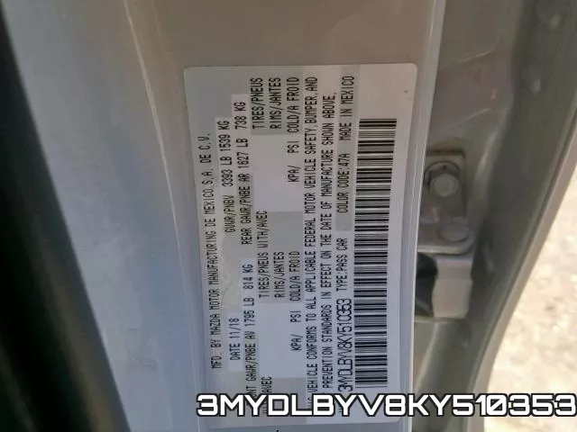 3MYDLBYV8KY510353 фото 2