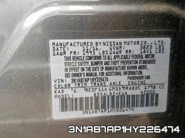 3N1AB7AP1HY226474 фото 2