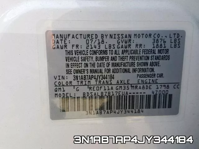 3N1AB7AP4JY344184 фото 2