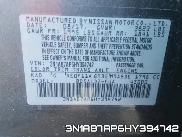 3N1AB7AP6HY394742 фото 2