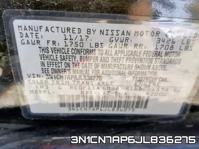 3N1CN7AP6JL836275 фото 2