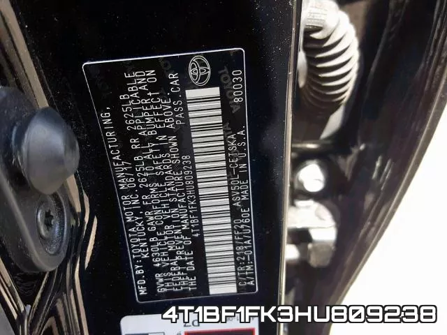 4T1BF1FK3HU809238 фото 2