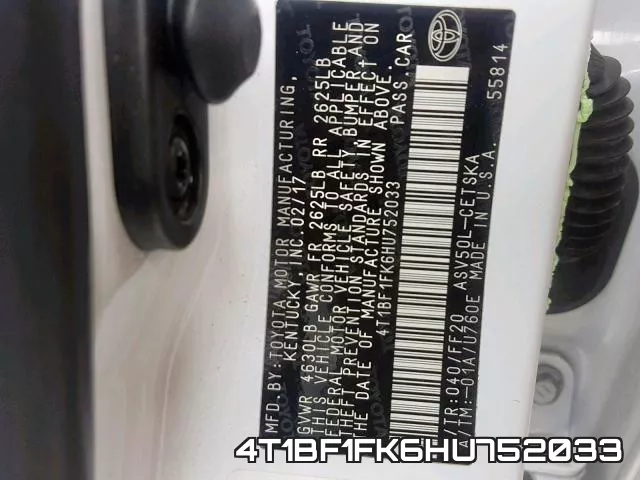 4T1BF1FK6HU752033 фото 2