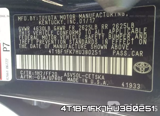 4T1BF1FK7HU380251 фото 10
