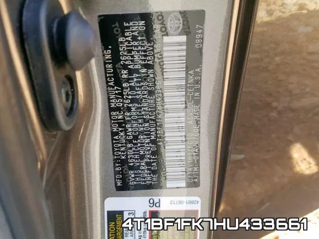 4T1BF1FK7HU433661 фото 2