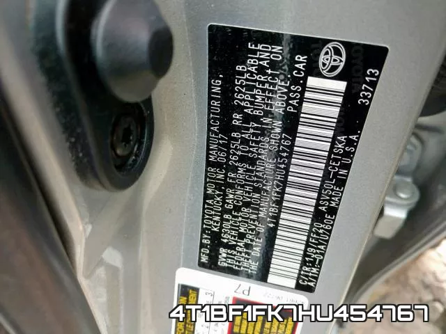 4T1BF1FK7HU454767 фото 2