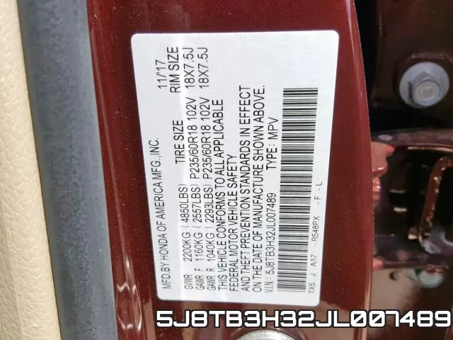 5J8TB3H32JL007489 фото 2