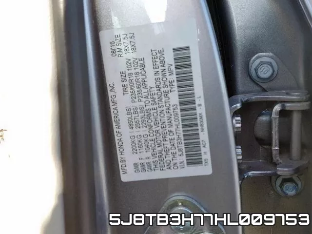 5J8TB3H77HL009753 фото 2