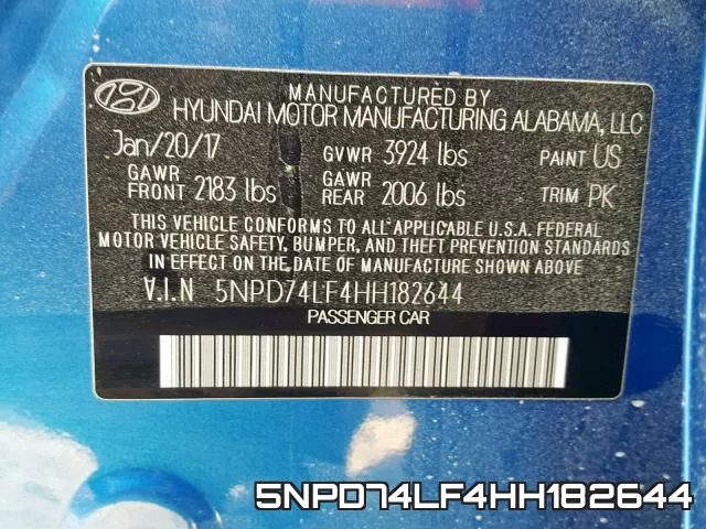 5NPD74LF4HH182644 фото 2