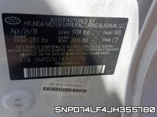 5NPD74LF4JH355780 фото 2