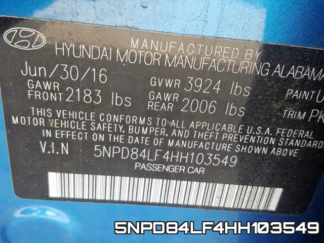 5NPD84LF4HH103549 фото 2