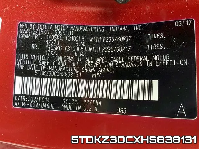 5TDKZ3DCXHS838131 фото 2