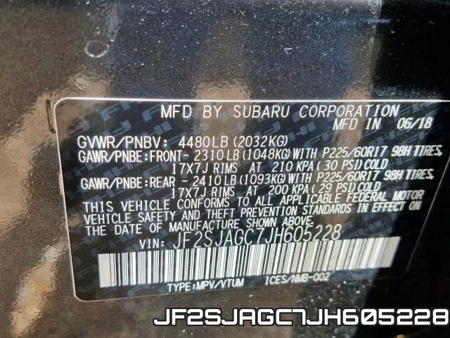 JF2SJAGC7JH605228 фото 2