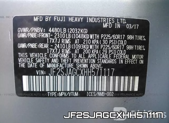 JF2SJAGCXHH571117 фото 10