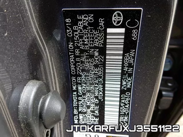 JTDKARFUXJ3551122 фото 2