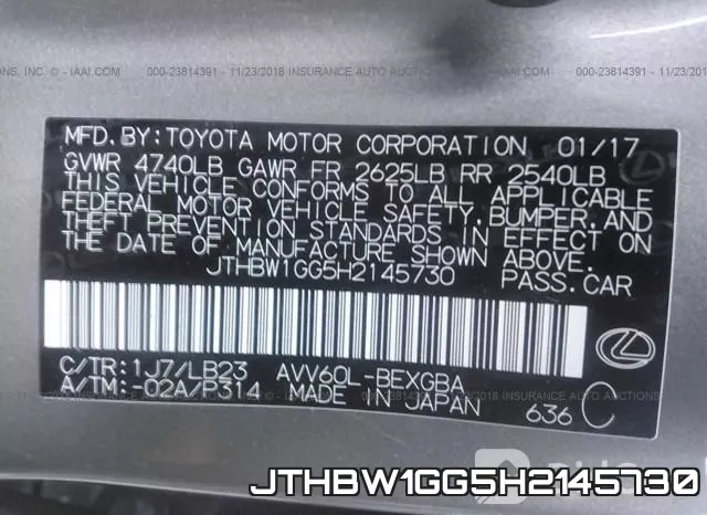 JTHBW1GG5H2145730 фото 10