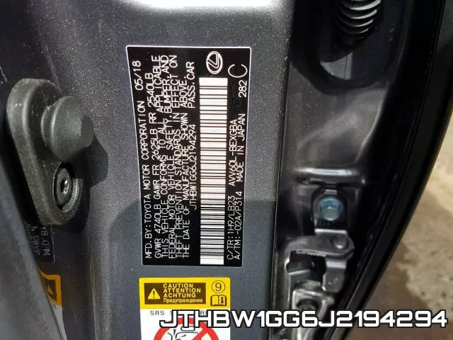 JTHBW1GG6J2194294 фото 2