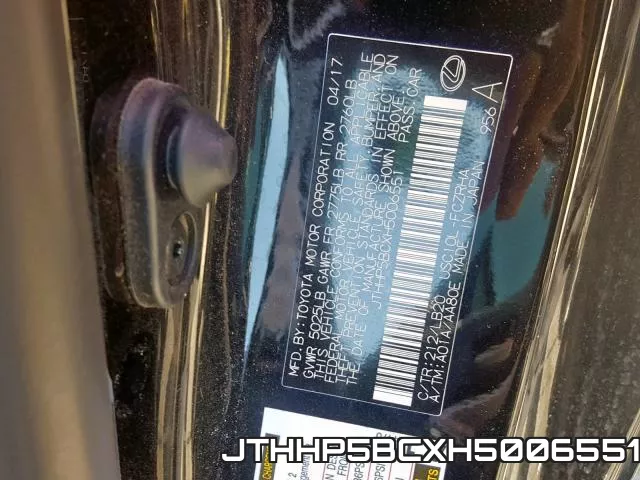 JTHHP5BCXH5006551 фото 2