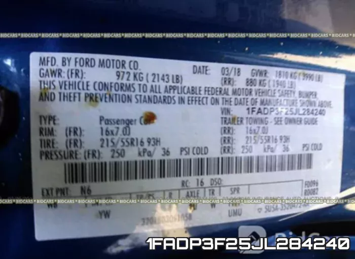 1FADP3F25JL284240 фото 10