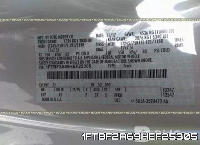 1FTBF2A69HEF25305 фото 10
