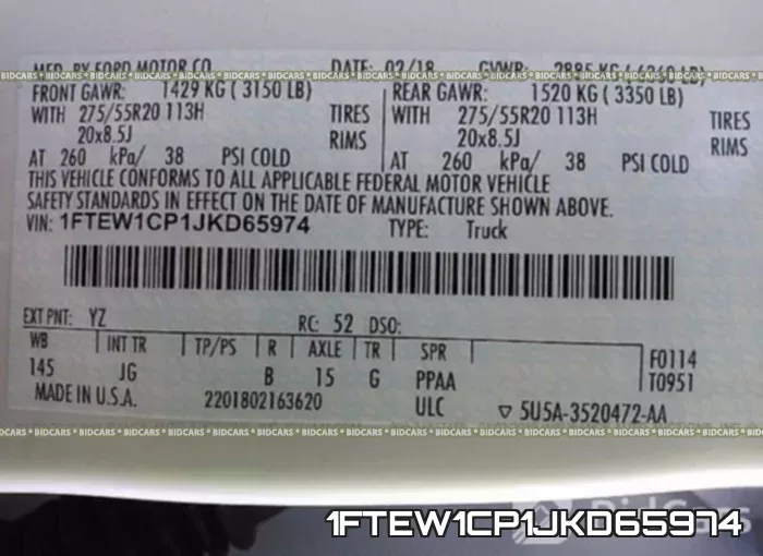 1FTEW1CP1JKD65974 фото 10