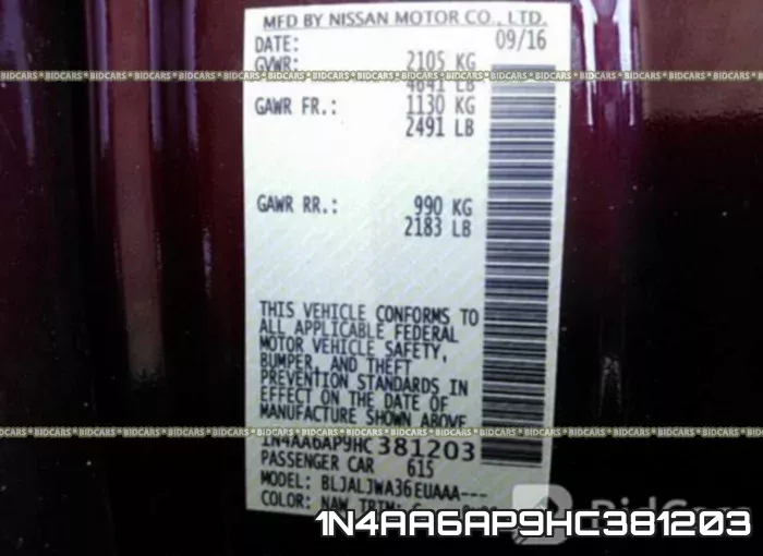 1N4AA6AP9HC381203 фото 10