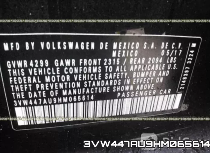 3VW447AU9HM065614 фото 10