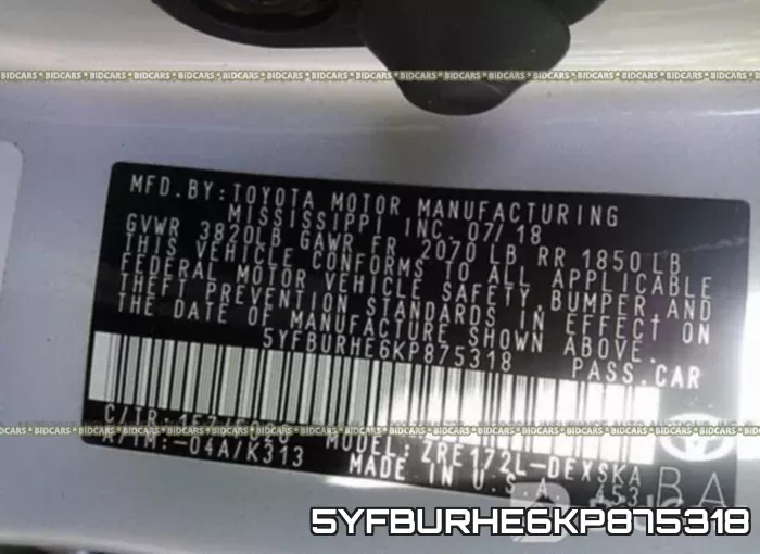 5YFBURHE6KP875318 фото 10