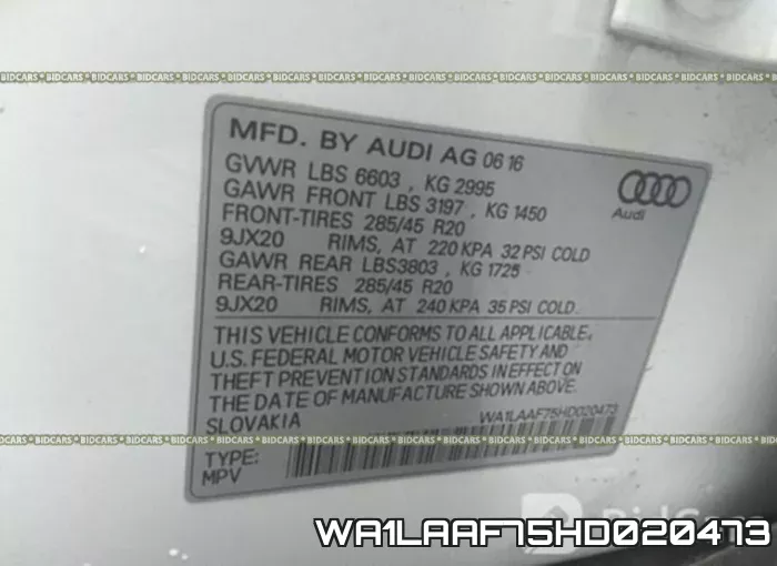 WA1LAAF75HD020473 фото 10