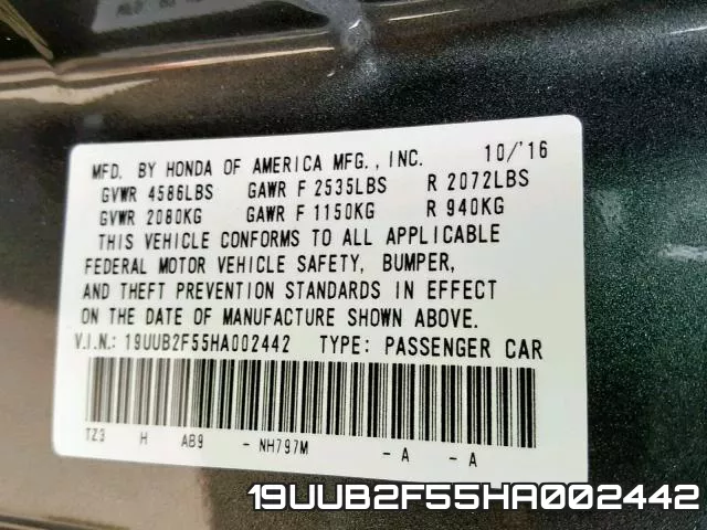 19UUB2F55HA002442 фото 2