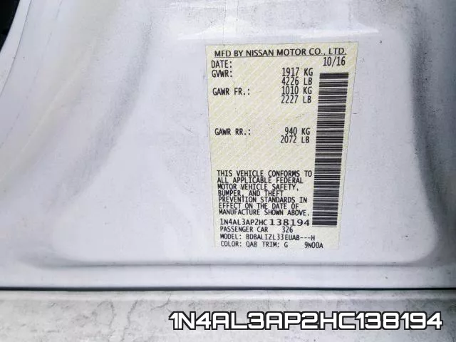 1N4AL3AP2HC138194 фото 2