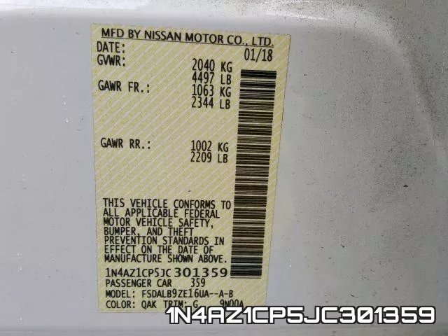 1N4AZ1CP5JC301359 фото 2