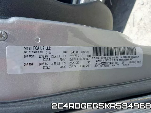 2C4RDGEG5KR534968 фото 2