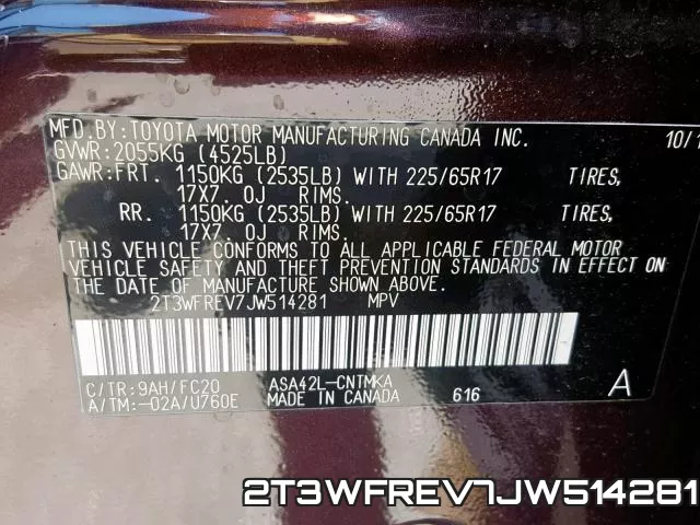 2T3WFREV7JW514281 фото 2