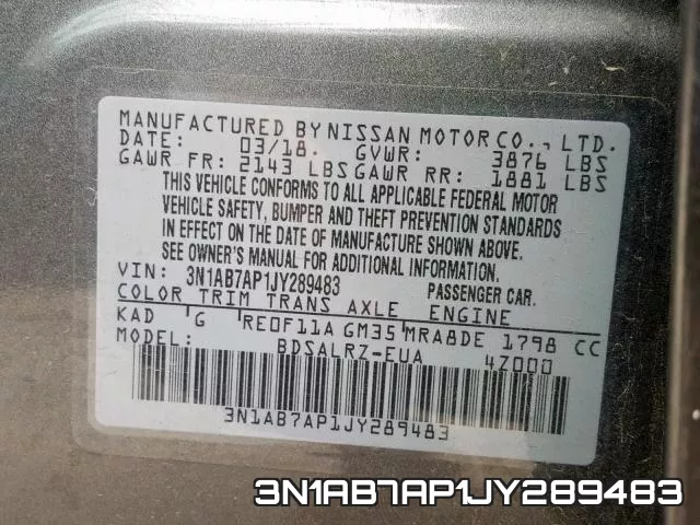 3N1AB7AP1JY289483 фото 2