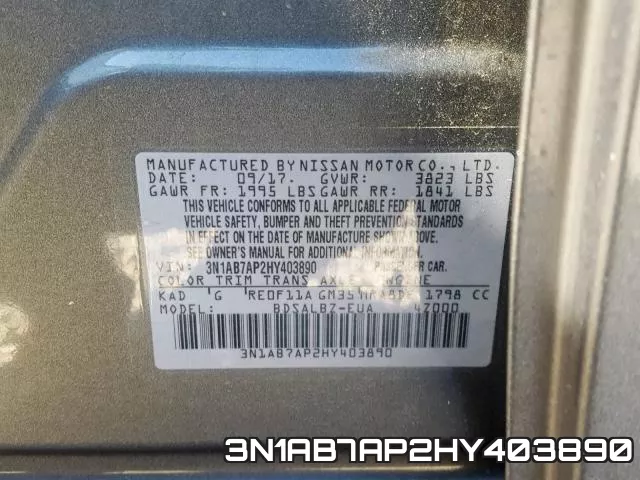 3N1AB7AP2HY403890 фото 2