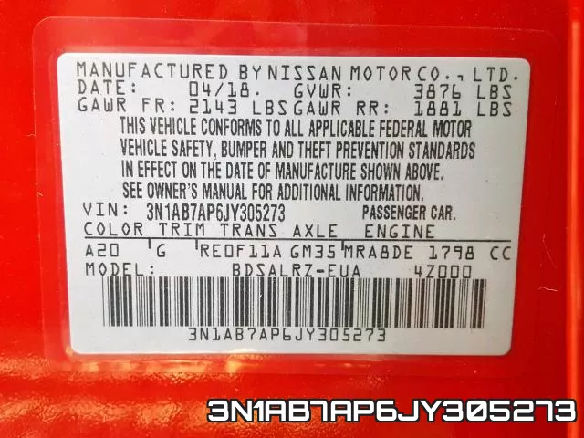 3N1AB7AP6JY305273 фото 2