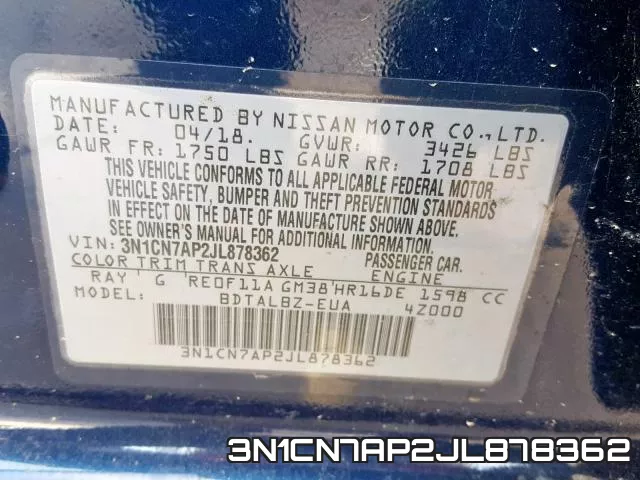 3N1CN7AP2JL878362 фото 2