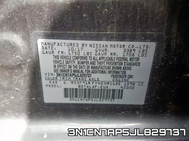 3N1CN7AP5JL829737 фото 2