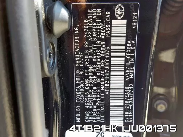 4T1B21HK7JU001375 фото 2