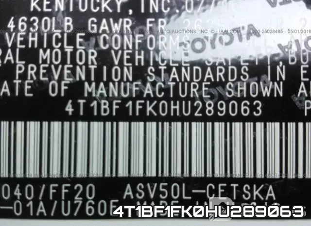 4T1BF1FK0HU289063 фото 9