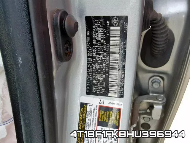 4T1BF1FK8HU396944 фото 2