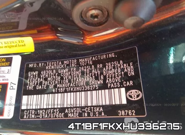 4T1BF1FKXHU336275 фото 10