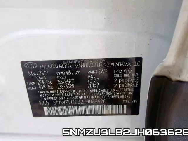 5NMZU3LB2JH063628 фото 2