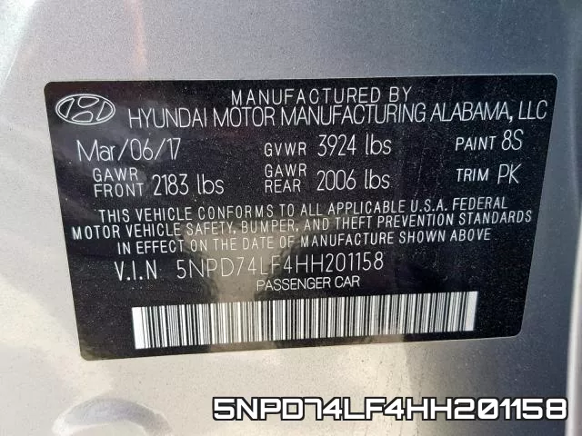 5NPD74LF4HH201158 фото 2