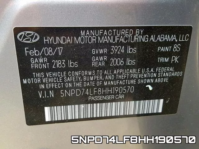 5NPD74LF8HH190570 фото 2