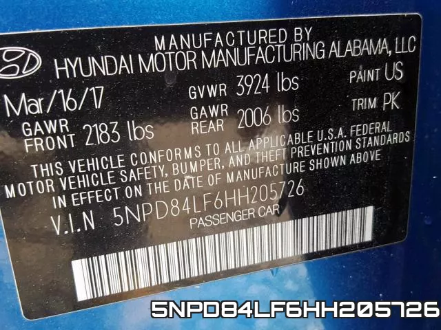5NPD84LF6HH205726 фото 2