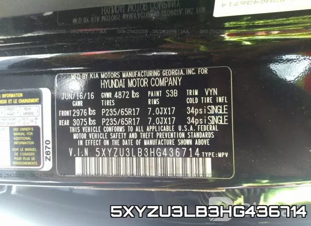 5XYZU3LB3HG436714 фото 10